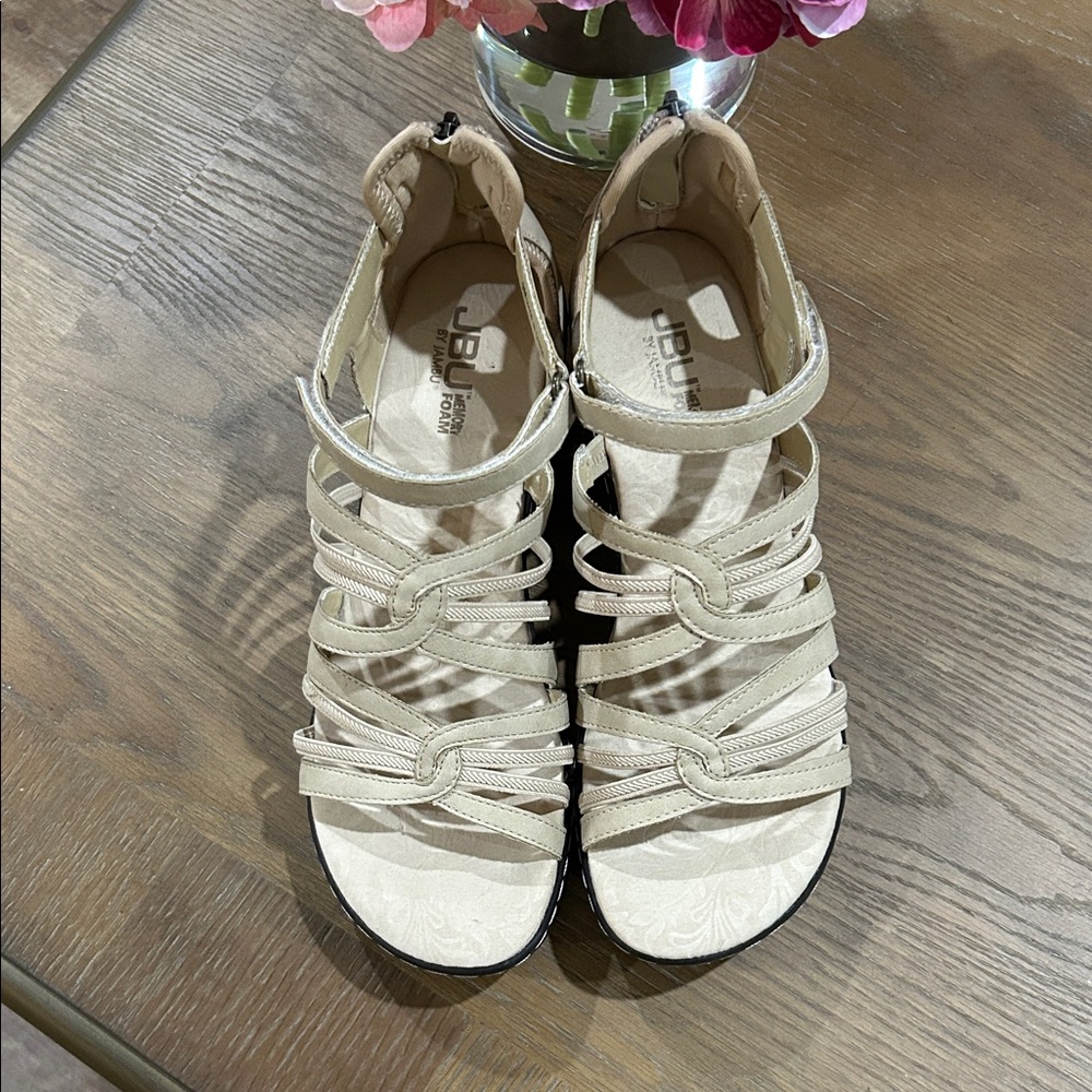 JBU Beige Strappy Sandals for Women
